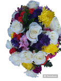 Mixed Flowers in Large Colorful Vase Bouquets