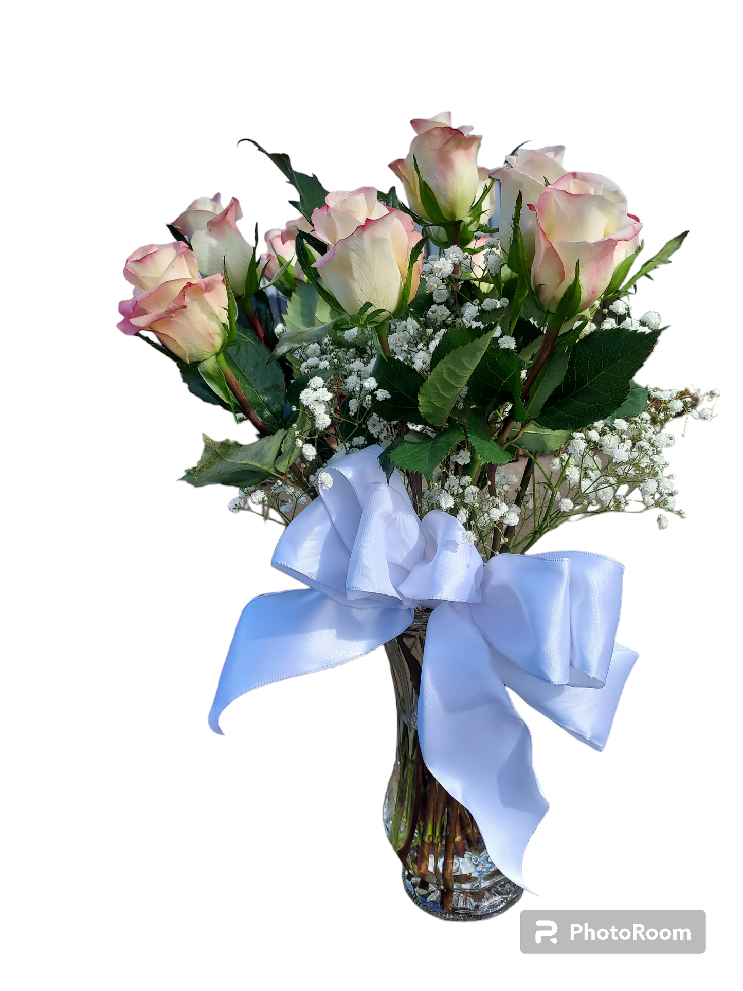 Roses Dozen with Small Carnations and Greens