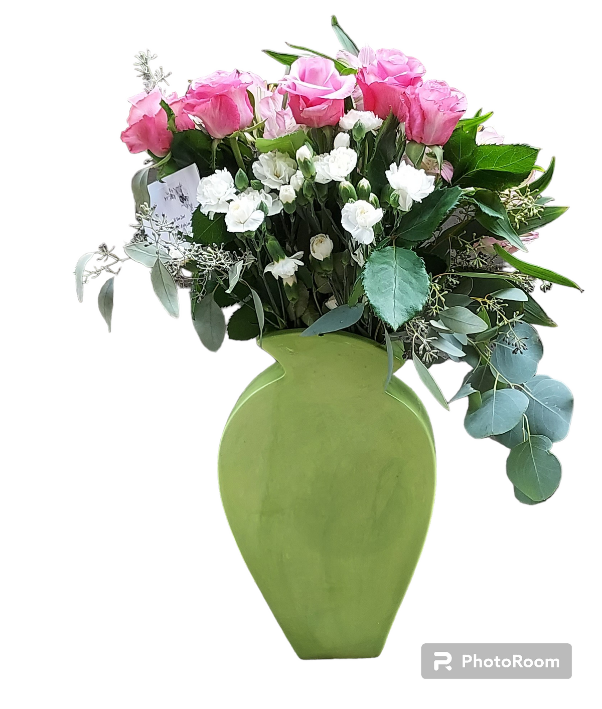 Roses Dozen with Small Carnations and Greens
