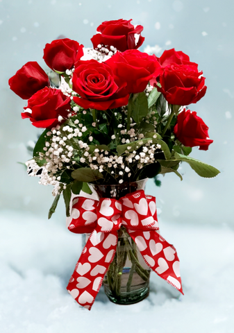 Valentine Dozen Roses in a Vase