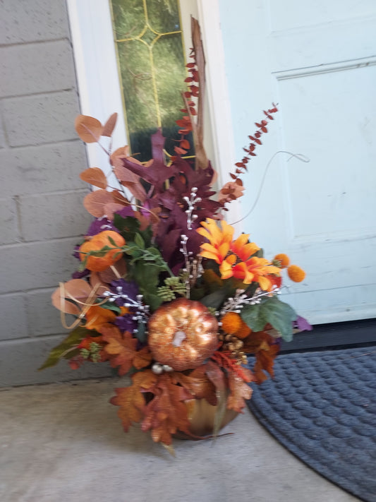 Fall Faux Pumpkin Floral