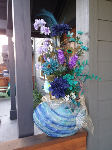Ocean Bliss Teal & Violet Silk Dahlia's Floral Arrangement