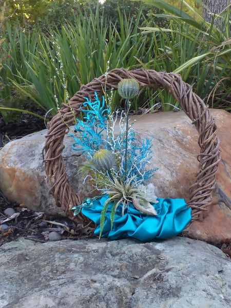 Ocean Bliss Grapevine Wreath With Satin Waves
