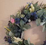 Grapevine Twisted Wreath with Sage Leaves & Faux Flowers
